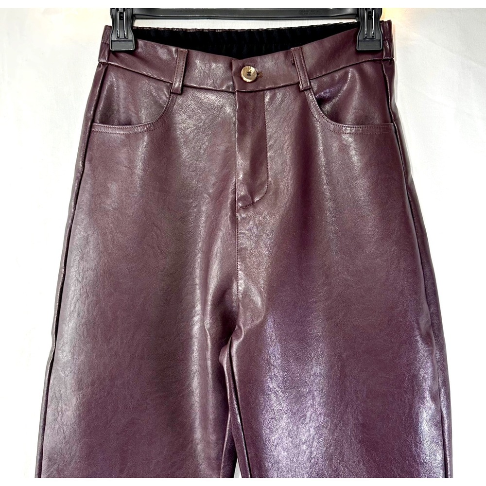 NWT Fashion Clothes & Accessories Faux Leather Cropped Pant Womens S High Waist - Picture 2 of 7